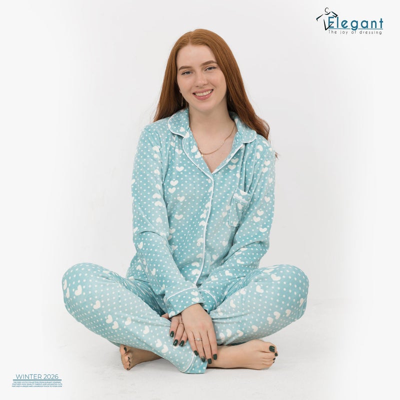 Elegant Velvet Classic - Dotty Hearts Aqua - Image 1